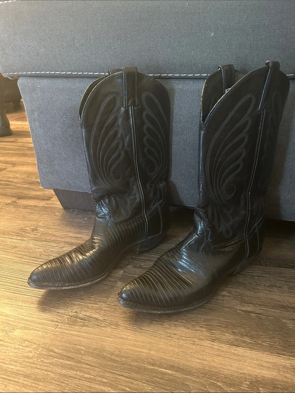 Vintage Code West All-Leather Lizard Western Cowboy Boots, 8 size